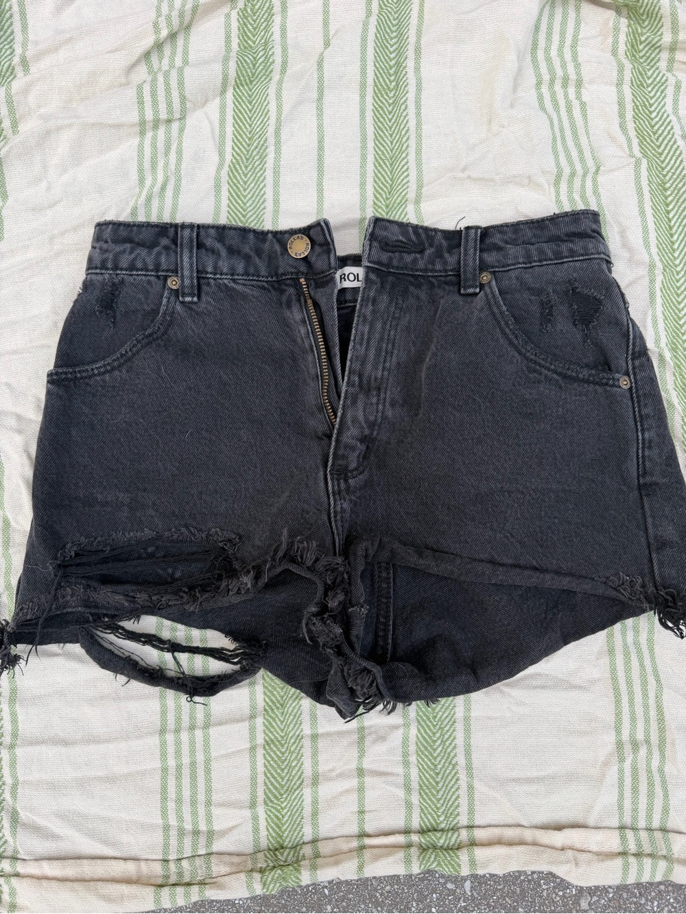 ROLLA'S Black Distressed High-Rise Jean Shorts